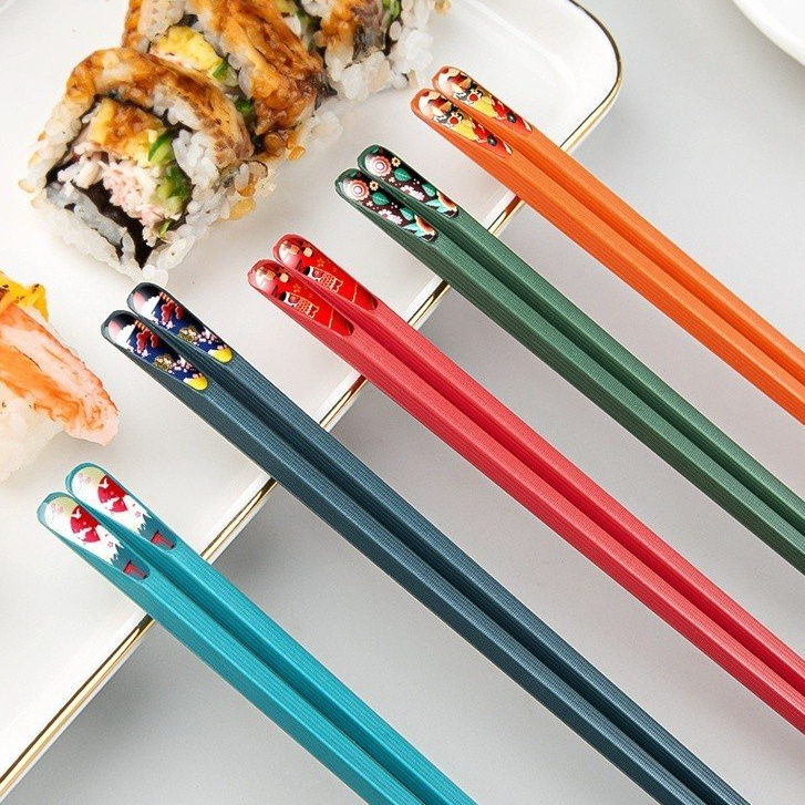 bộ 5 đôi Đũa Nhựa Chống Trượt Chống Ẩm Phân Loại Sushi Tiện Dụng Cho Gia Đình