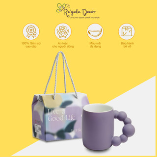  Set 2 Món Cốc Sứ Re'gala Decor - Cốc Sứ Cao Cấp Kèm Thìa 4 Màu Siêu Xinh, Siêu Sang Chảnh (1 cốc+1 thìa)