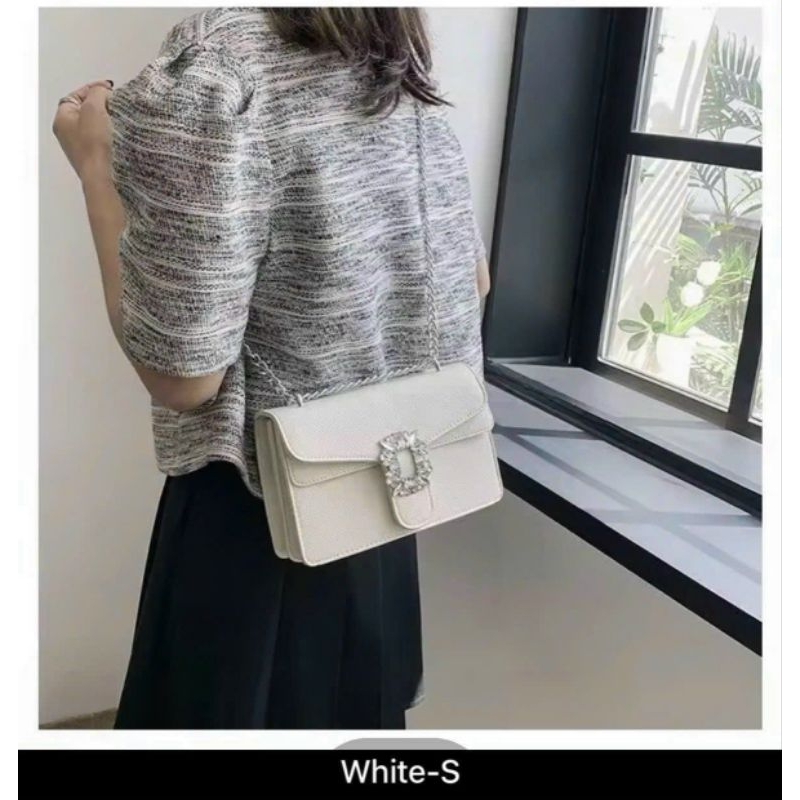 Túi Đeo Chéo, Túi Đeo Vai Mặt Đá - Đen Trắng Bạc