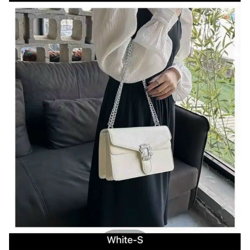 Túi Đeo Chéo, Túi Đeo Vai Mặt Đá - Đen Trắng Bạc