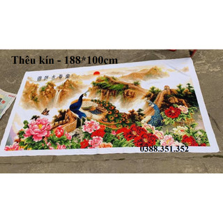 tranh thêu chữ thập đôi uyên ương phong cảnh vạn lý trường thành 188*100cm