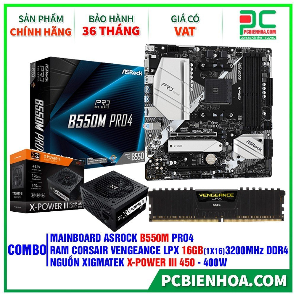 Combo linh kiện B550M 16G 400W- 36 Tháng