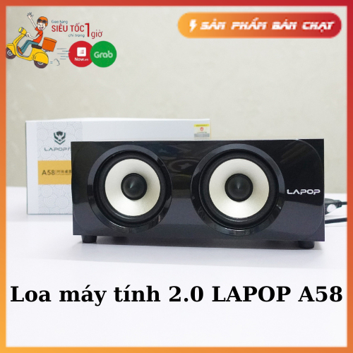 Loa Vi Tính Lapop A58 (Hệ thống loa 2.0) Loa Để Bàn Cho Máy Tính, Loa vỏ gỗ cao cấp âm thanh sống động