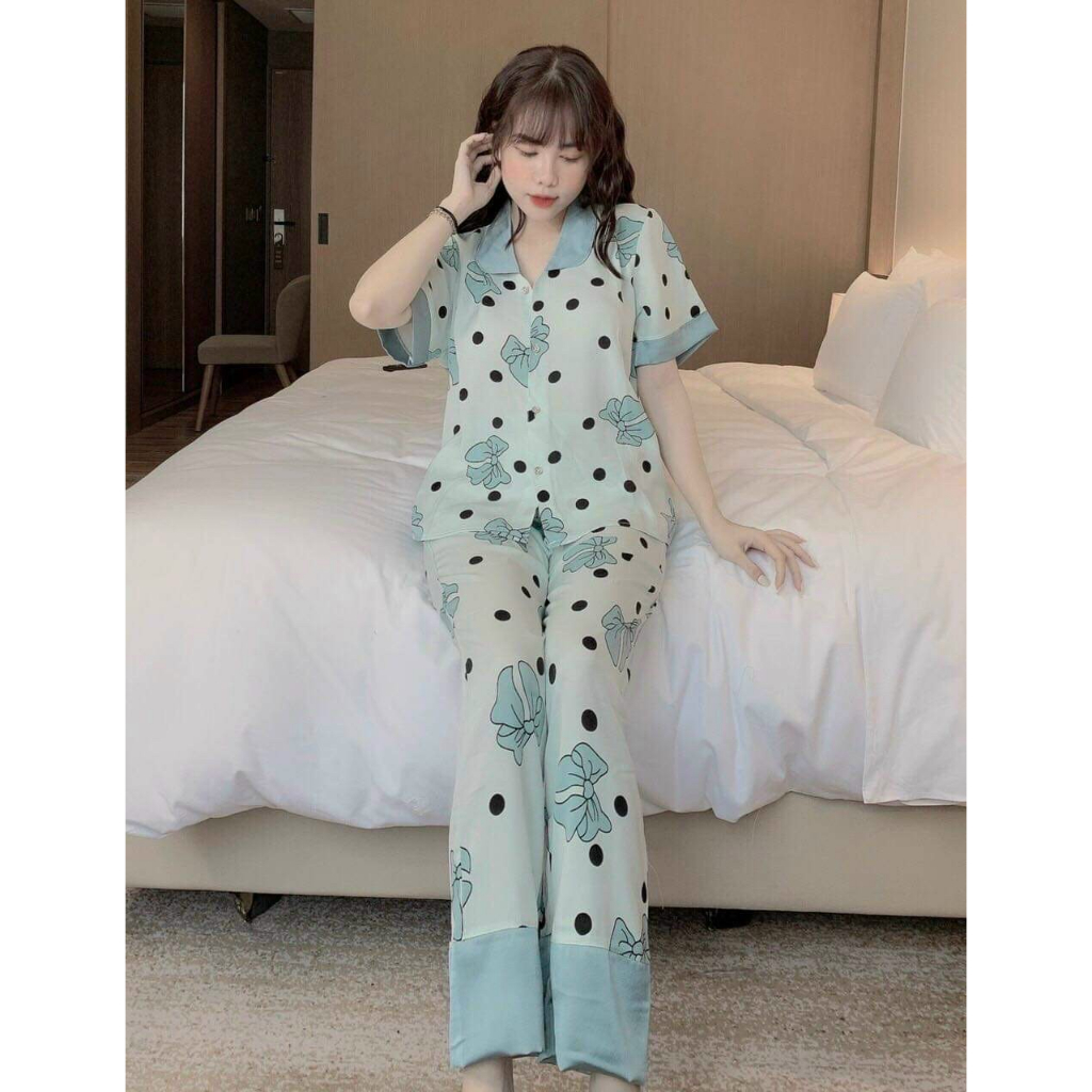 Set Đồ Bộ Pijama Cộc Tay Quần Dài Nhiều Hình Kute Chất Liệu Thoáng Mát Thấm Mồ Hôi Tốt Full Size 38-60kg