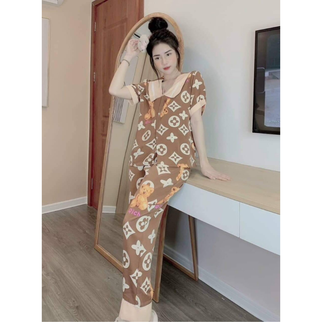 Set Đồ Bộ Pijama Cộc Tay Quần Dài Nhiều Hình Kute Chất Liệu Thoáng Mát Thấm Mồ Hôi Tốt Full Size 38-60kg