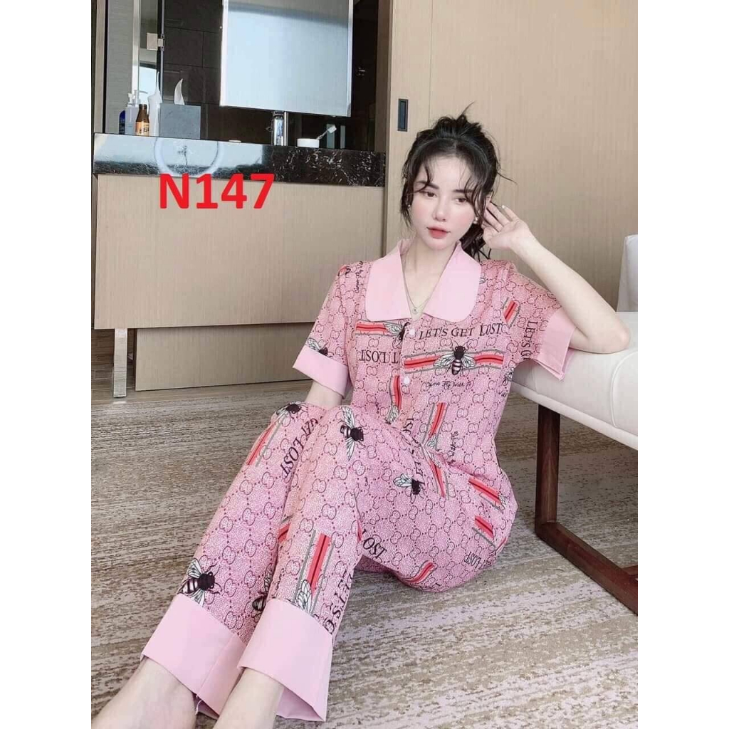 Set Đồ Bộ Pijama Cộc Tay Quần Dài Nhiều Hình Kute Chất Liệu Thoáng Mát Thấm Mồ Hôi Tốt Full Size 38-60kg