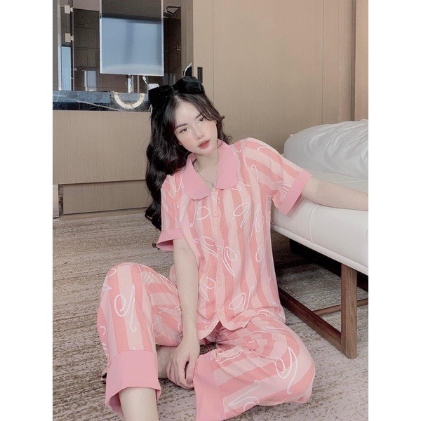 Set Đồ Bộ Pijama Cộc Tay Quần Dài Nhiều Hình Kute Chất Liệu Thoáng Mát Thấm Mồ Hôi Tốt Full Size 38-60kg