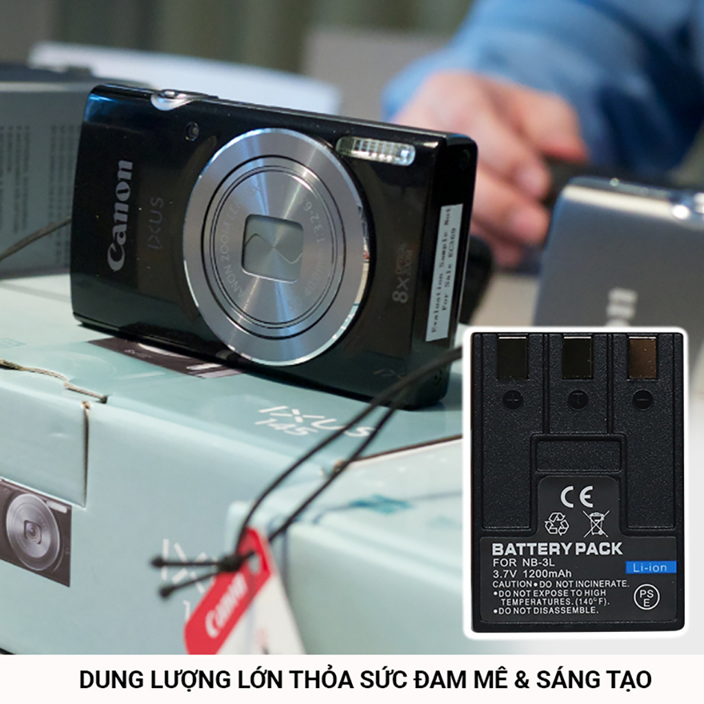 Pin Canon NB-3L NB-3LH cho Máy ảnh Canon IXUS I5 SD20 PC1114 PC1169 L L2...  NB 3L Dung lượng cao chính hãng