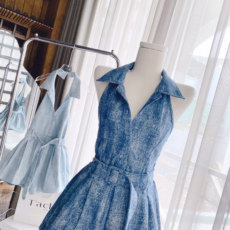 JUM JEAN CỔ YẾM SƠ MI KÈM BELT 🤍