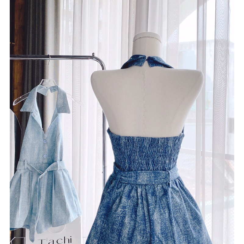 JUM JEAN CỔ YẾM SƠ MI KÈM BELT 🤍