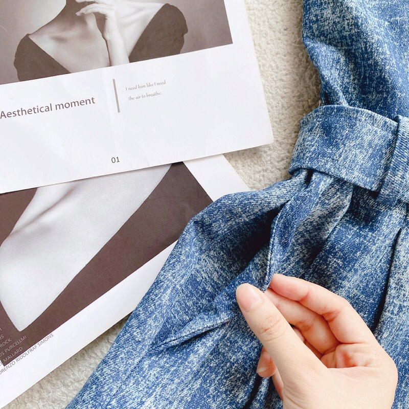 JUM JEAN CỔ YẾM SƠ MI KÈM BELT 🤍