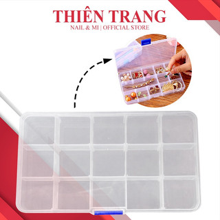 Hộp nhựa đựng charm đá và đồ trang trí nail - hộp nhựa 15 ô đựng đồ trang sức , charm nail ...