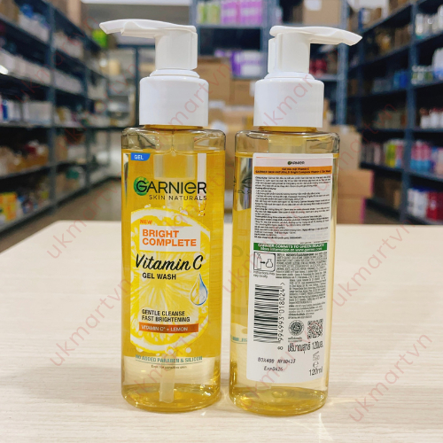 Gel Rửa Mặt Garnier Vitamin C Sạch Sâu Dịu Nhẹ Sáng Da 120ml Bright Complete Vitamin C Gel Wash Skincare
