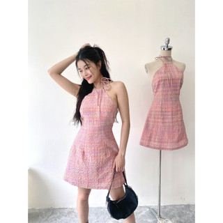 Đầm cổ yếm thắt nơ hở lưng, Đầm mini 2 dây cổ yếm hở lưng | Donna Dress | Secodee