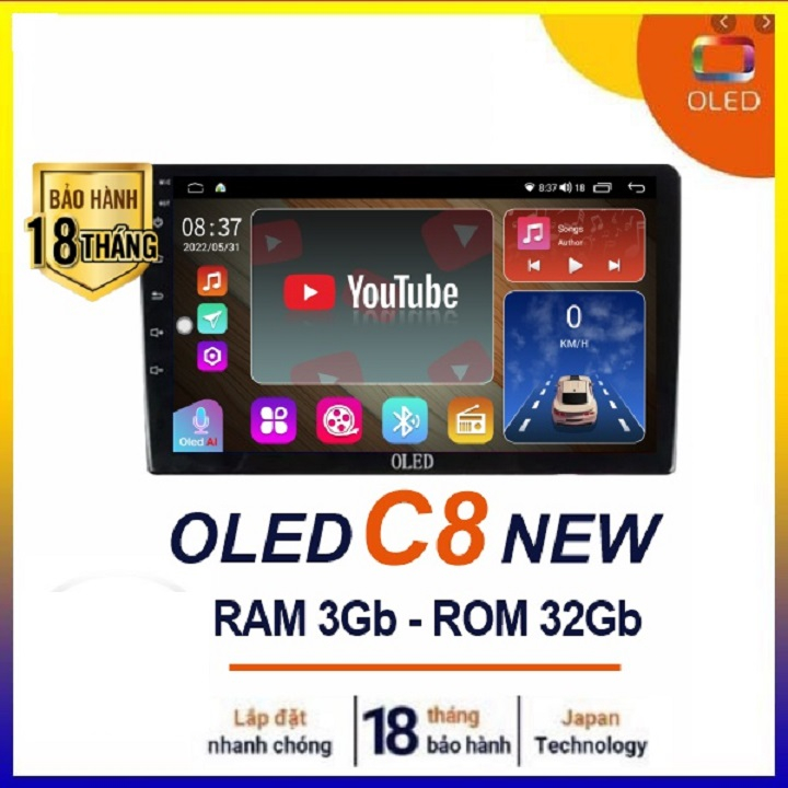 Màn hình android C8 New Ram 4GB Rom 32gb 8 Core,Dvd android hình ảnh sắc nét, âm thanh sống động