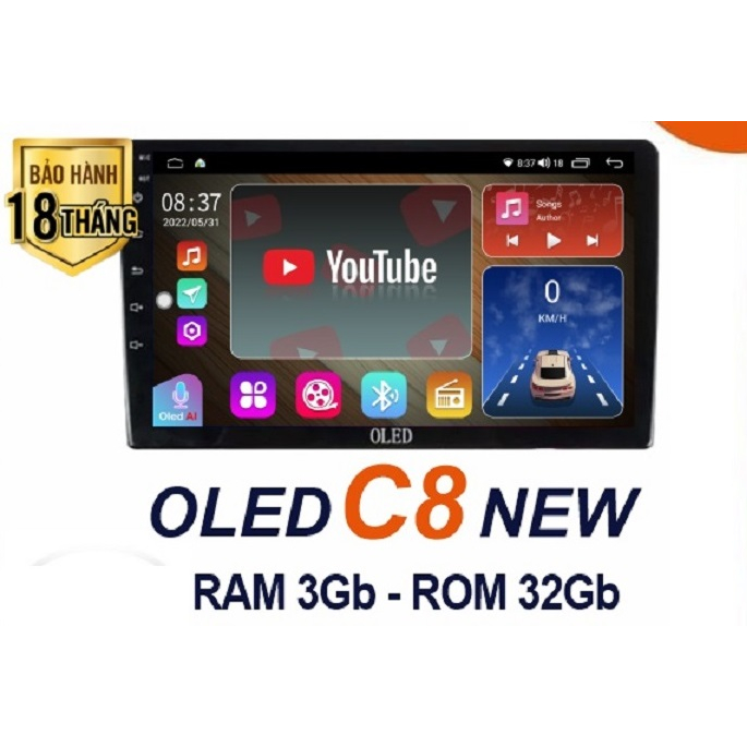Màn hình android C8 New Ram 4GB Rom 32gb 8 Core,Dvd android hình ảnh sắc nét, âm thanh sống động