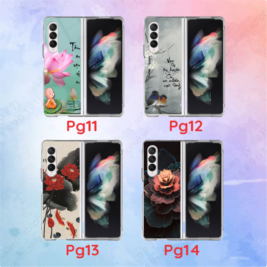 Ốp lưng Samsung Z Fold 2  / Z Fold 3  / Z Fold 4  / Z Fold 5  in hình thư pháp, hoa sen đẹp