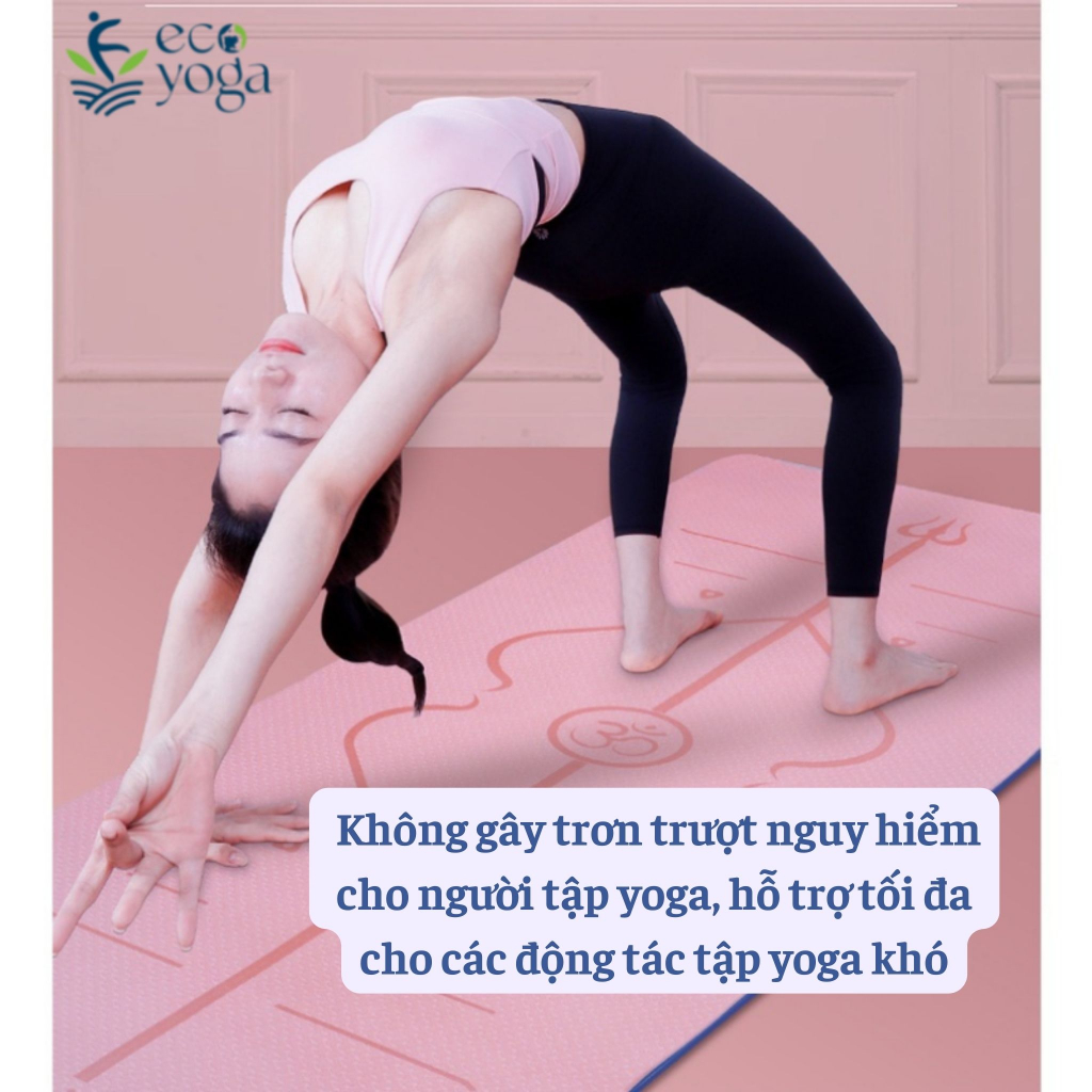 Thảm Yoga 8mm 2 Lớp Định Tuyến Cao Cấp Kèm Túi Chống Trơn Trượt, Đàn Hồi, Thấm Hút Mồ Hôi Tốt