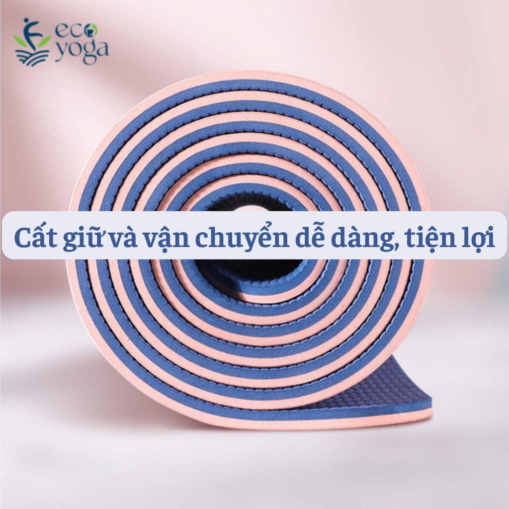 Thảm Yoga 8mm 2 Lớp Định Tuyến Cao Cấp Kèm Túi Chống Trơn Trượt, Đàn Hồi, Thấm Hút Mồ Hôi Tốt