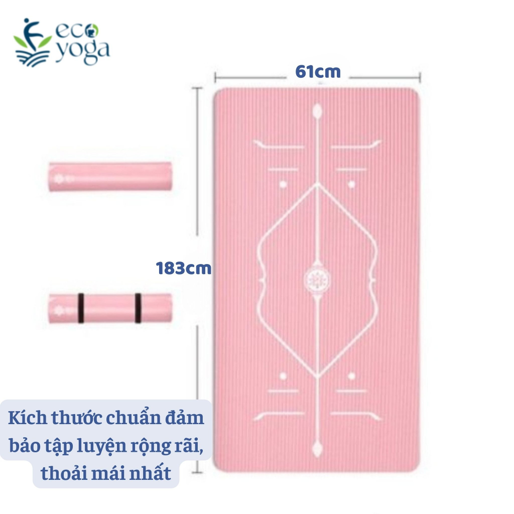 Thảm Yoga 8mm 2 Lớp Định Tuyến Cao Cấp Kèm Túi Chống Trơn Trượt, Đàn Hồi, Thấm Hút Mồ Hôi Tốt