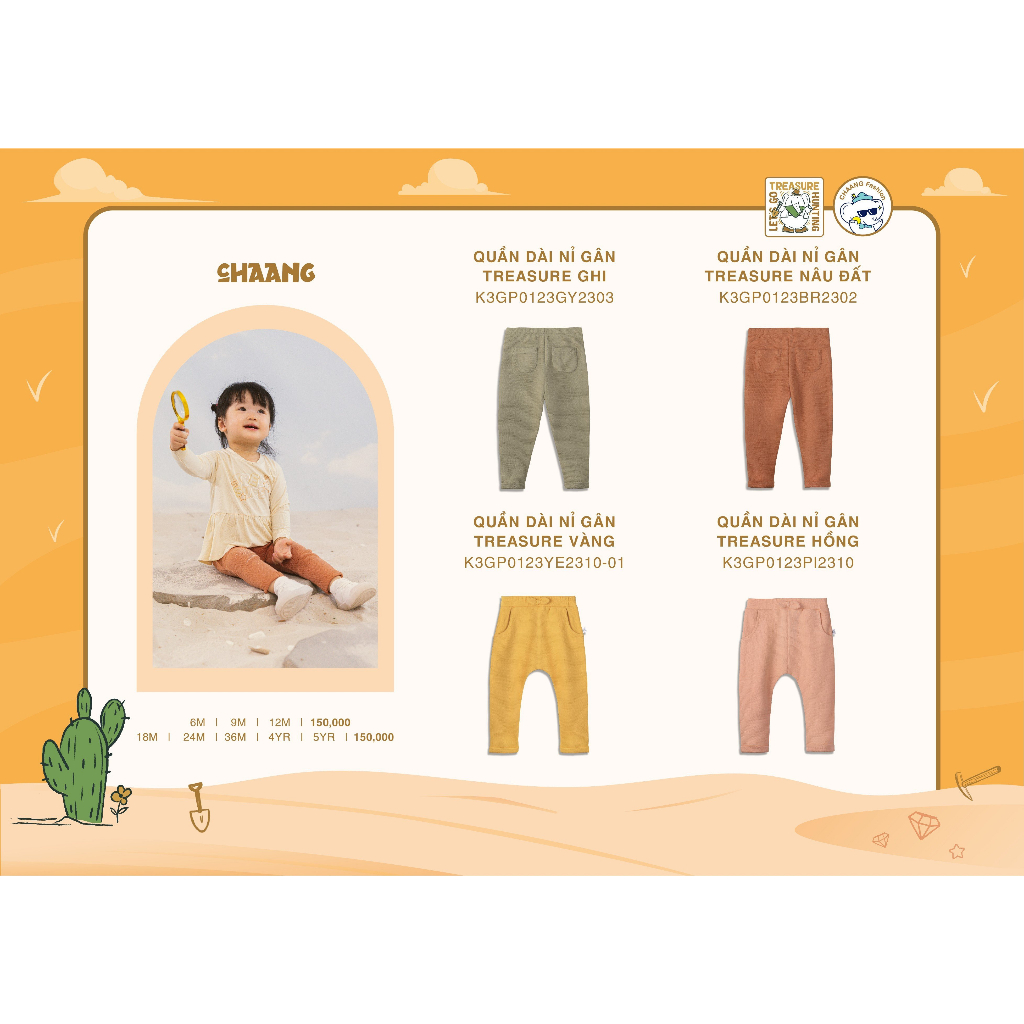 Chaang quần dài nỉ gân cho bé gái Treasure AW23