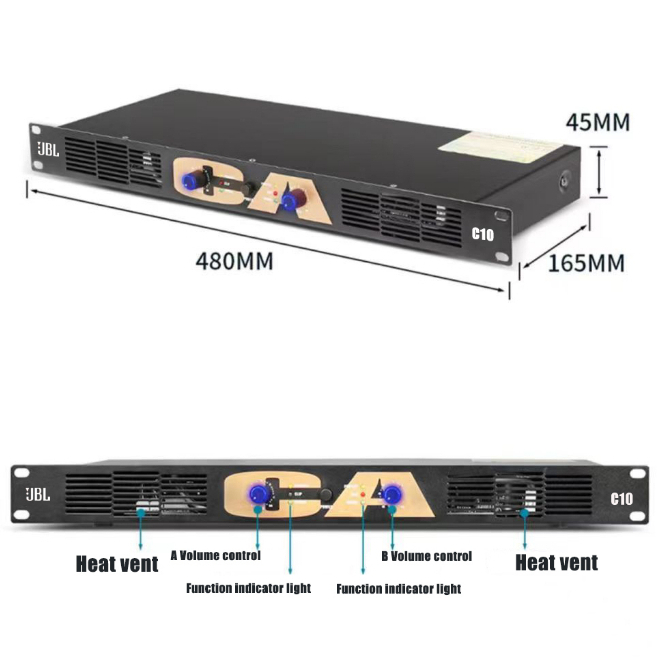 Đẩy công suất 2 kênh JBL CA10 class D, nguồn xung, mỏng 1U - Công suất 500w/kênh