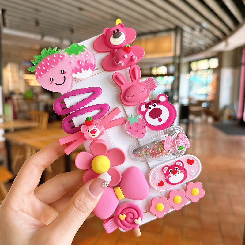 Set 14 Kẹp Tóc Gấu LOTSO Gấu Dâu Cho Bé Gái MẪU MỚI