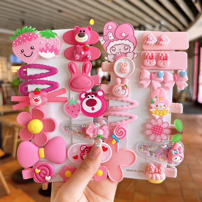 Set 14 Kẹp Tóc Gấu LOTSO Gấu Dâu Cho Bé Gái MẪU MỚI