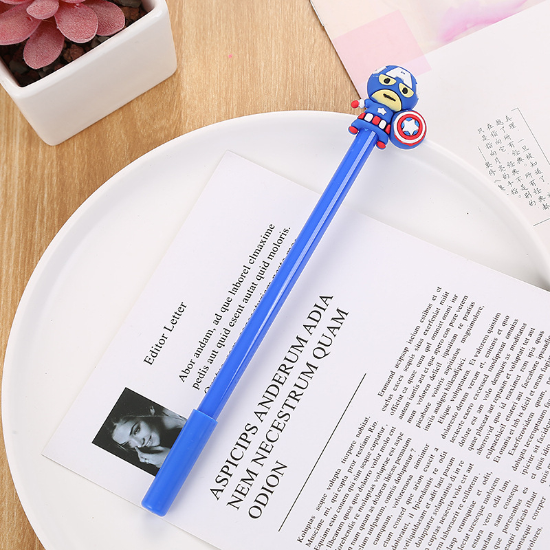 Bút bi cute siêu nhân anh hùng, bút bi nước mực gel đen ngòi 0.5mm nhiều màu dễ thương đồ dùng học tập
