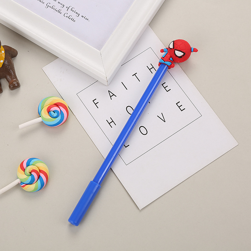 Bút bi cute siêu nhân anh hùng, bút bi nước mực gel đen ngòi 0.5mm nhiều màu dễ thương đồ dùng học tập