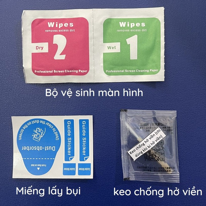 Bộ Khăn Lau 1-2 vệ sinh màn hình, lấy bụi, keo chống hở mép Hỗ Trợ Dán Cường Lực và ppf, skin giá rẻ