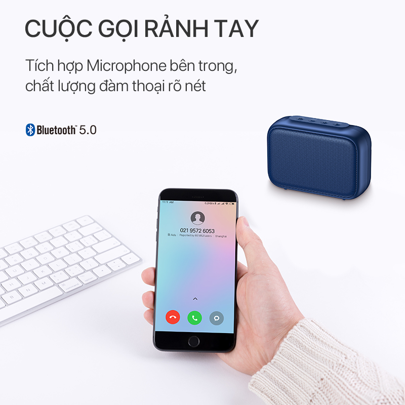 Loa Bluetooth Mini 5.0 ROBOT RB100 3W - Pin Lâu, Hỗ Trợ Nghe Nhạc Bằng Thẻ Nhớ TF & USB