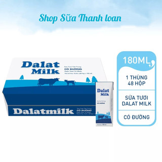 Thùng 48 hộp sữa tươi tiệt trùng có đường dalat milk 180ml.