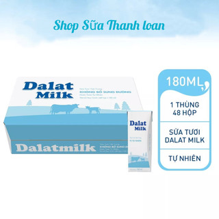 Thùng 48 hộp sữa tươi tiệt trùng không đường dalat milk 180ml.