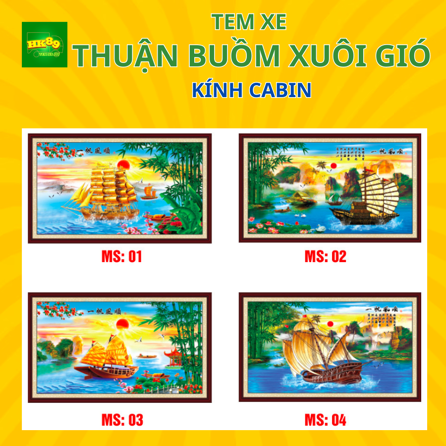 Tem xe tải Thuận Buồm Xuôi Gió - Tranh dán trong cabin ô tô, trang trí phòng khách, phòng ngủ