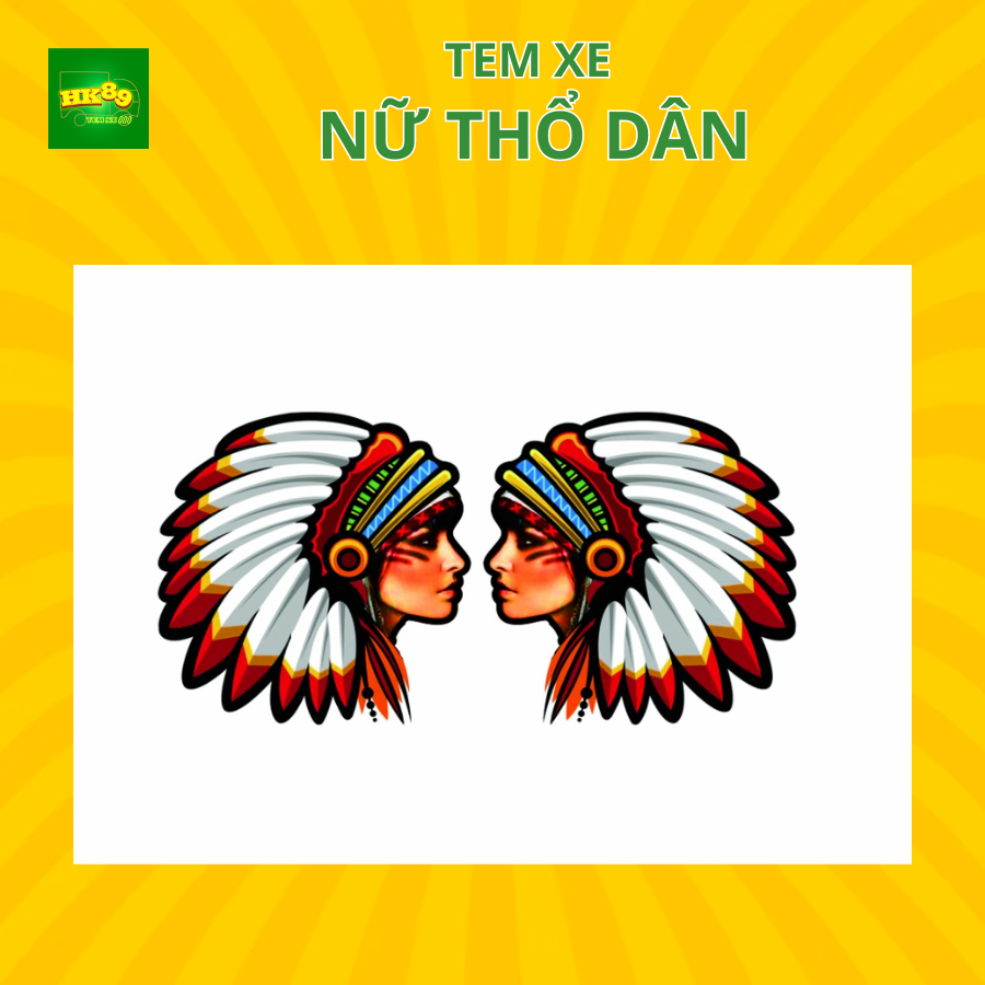 Tem Nữ Thổ Dân dán xe ô tô - Mẫu tem trang trí xe độc lạ, chống nắng mưa (SL: 1 đôi)