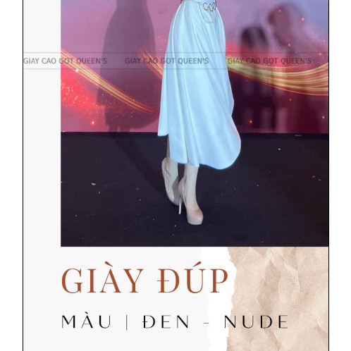 Giày cao gót bít mũi imqueen, đế đúp, chất liệu da bóng, cao 11-12cm