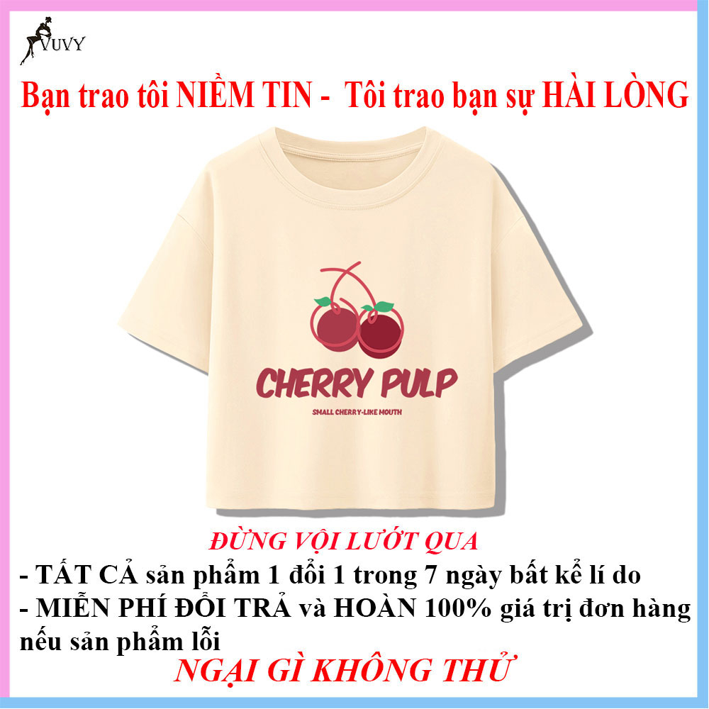 Áo croptop nữ ôm body tay ngắn VUVY hình cherry siêu tôn dáng CRT17 | BigBuy360 - bigbuy360.vn