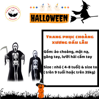 Trang phục Halloween choàng bộ xương cho bé trai