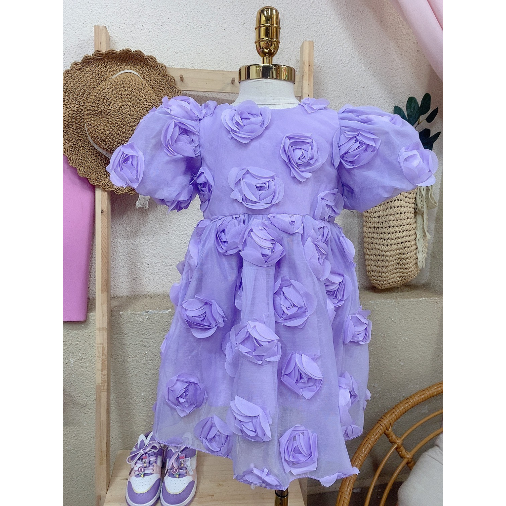 Váy Công Chúa Hoa Nổi Dành Cho Bé Gái