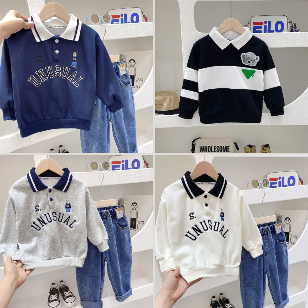 Áo polo gấu dài tay MD1751/MD1701 cho bé trai 2-8 tuổi Mẫu mới 2024 P3 - Little Maven Official Store