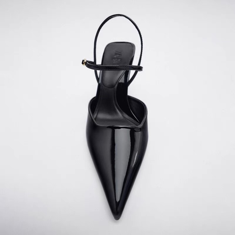 Giày zara trơn mũi nhọn gót muller đế 7cm 2 quai
