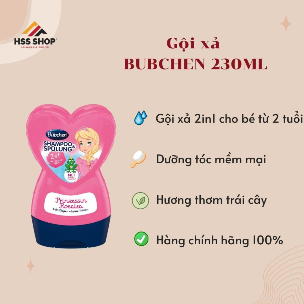 Dầu gội xả Bubchen bé gái 2in1-Hàng Đức – HSS Shop