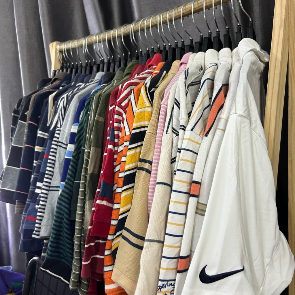 Áo polo 2hand kẻ sọc, polo usa nam nữ, áo cổ bẻ unisex bigsize