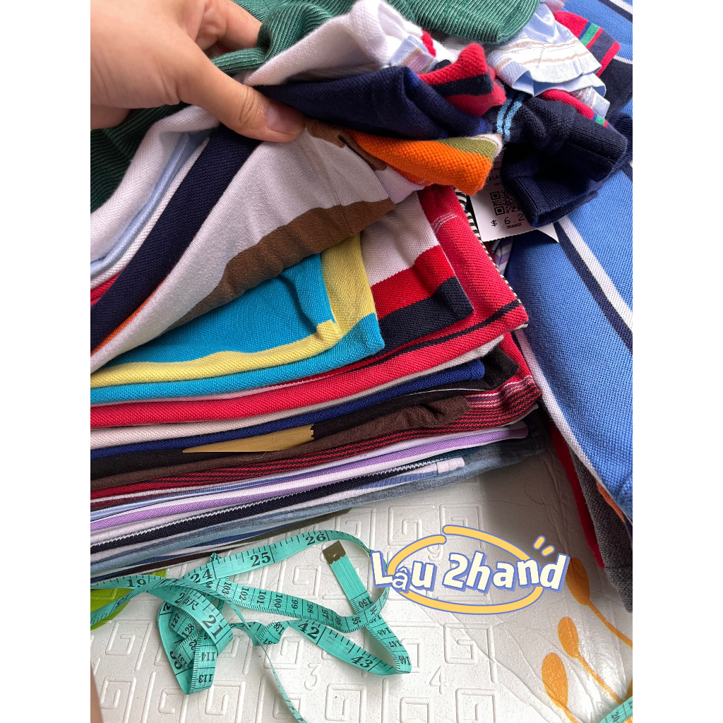Áo polo 2hand kẻ sọc, polo usa nam nữ, áo cổ bẻ unisex bigsize