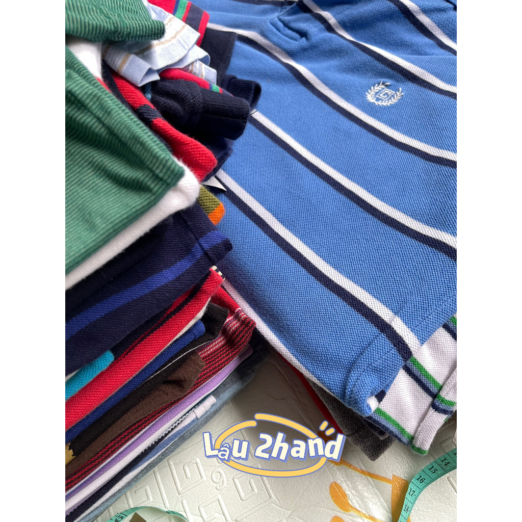 Áo polo 2hand kẻ sọc, polo usa nam nữ, áo cổ bẻ unisex bigsize