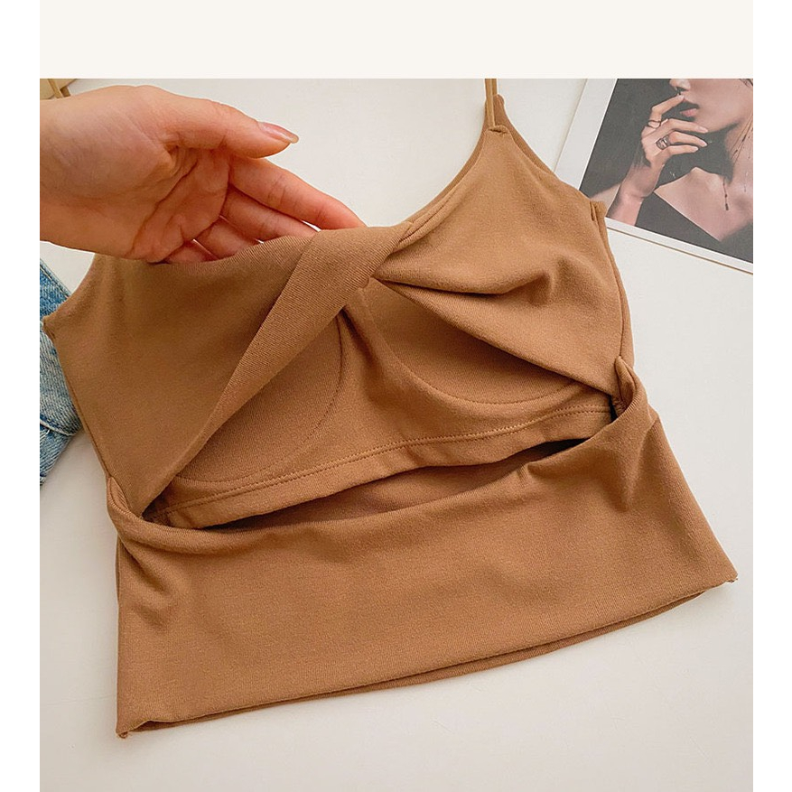 Áo croptop hai dây có đệm hở lưng HAGA áo mặc trong AHDVL84