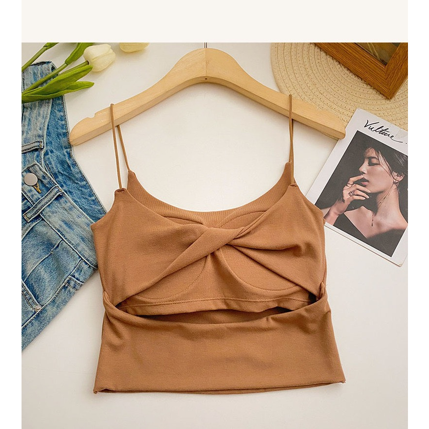 Áo croptop hai dây có đệm hở lưng HAGA áo mặc trong AHDVL84