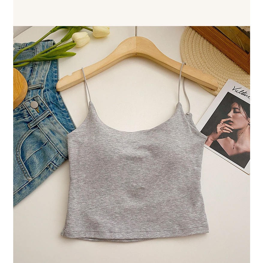 Áo croptop hai dây có đệm hở lưng HAGA áo mặc trong AHDVL84