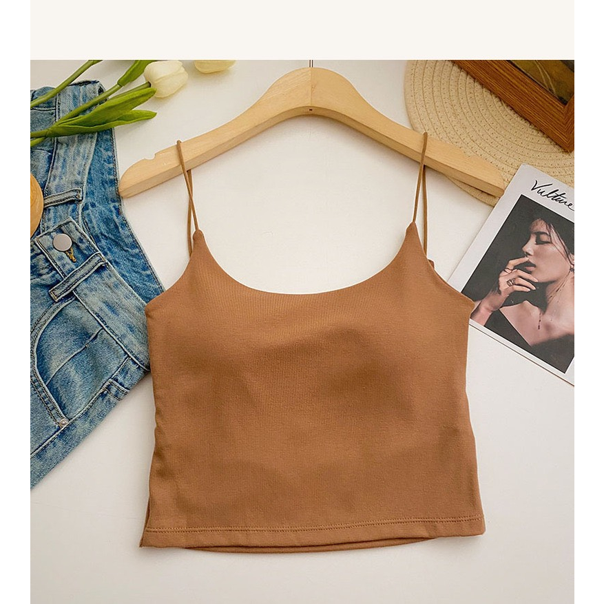 Áo croptop hai dây có đệm hở lưng HAGA áo mặc trong AHDVL84